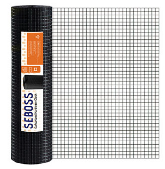 SEBOSS 1/2 inch Openings 48in x100 ft  19 Gauge Black Hardware Cloth Vinyl Coated Wire Mesh Roll